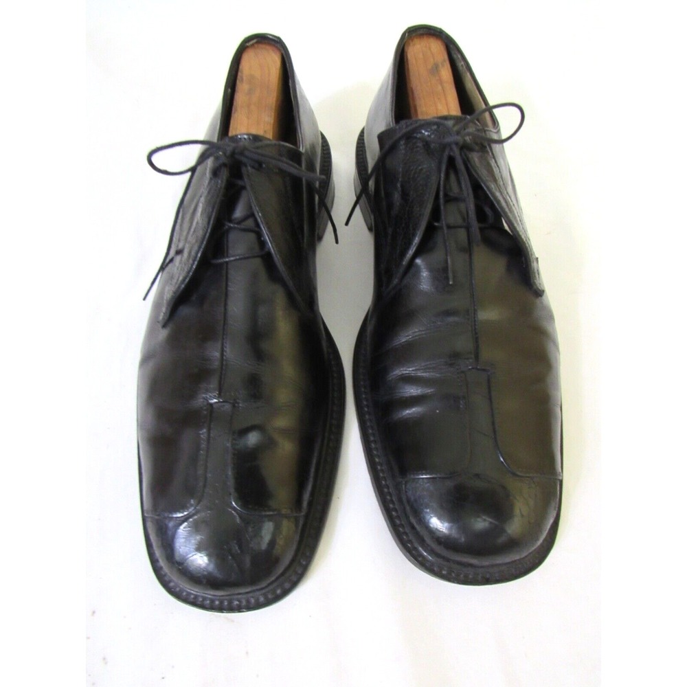 Belvedere Paris Black Smooth Leather Exotic Gtr Skin Oxfords Shoes Men sz 11D